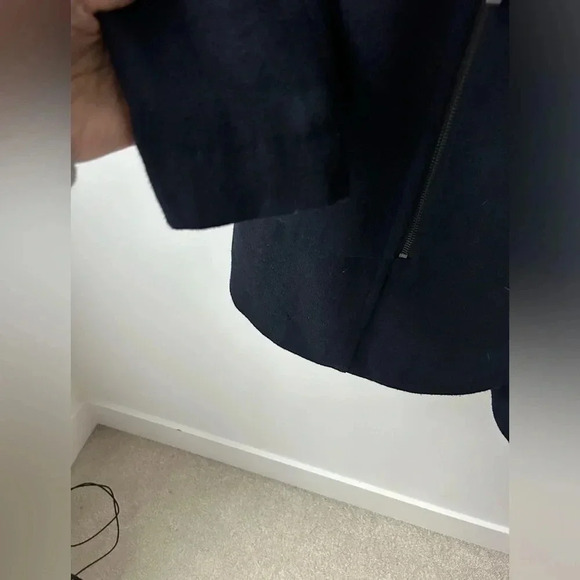 French connection navy blue long wool blend moto jacket coat - Picture 6 of 10